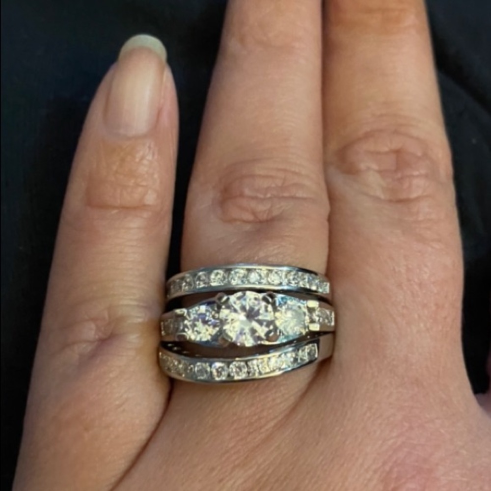 3 Piece Sterling Silver Wedding Set
